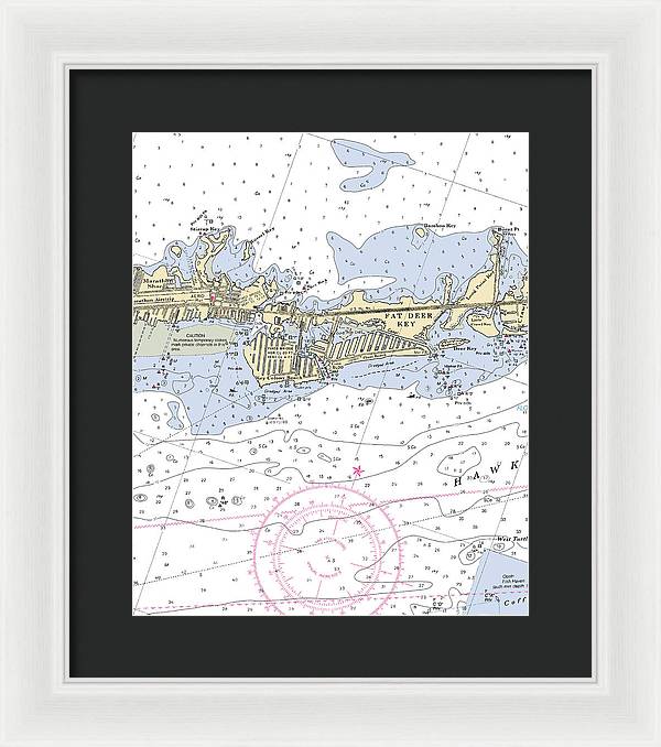 Key Colony Beach -florida Nautical Chart _v3 - Framed Print