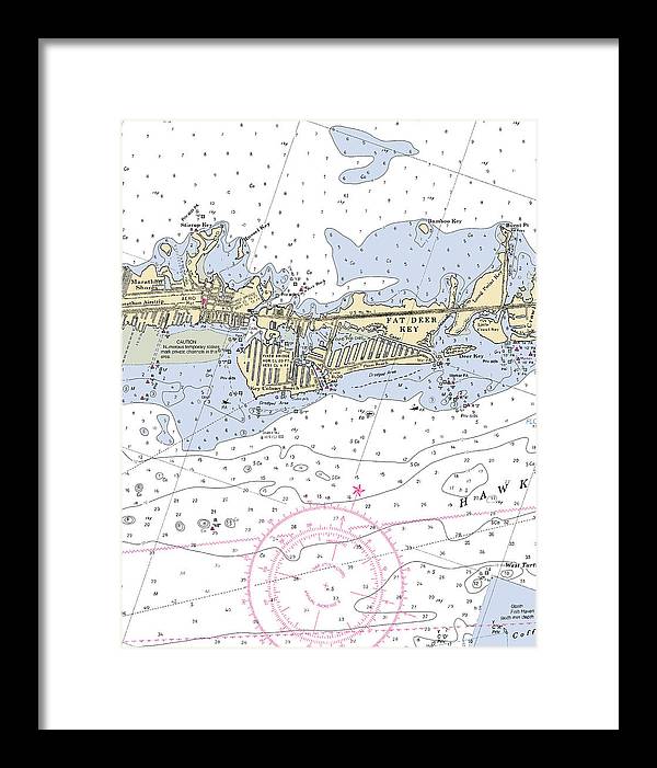 Key Colony Beach -florida Nautical Chart _v3 - Framed Print