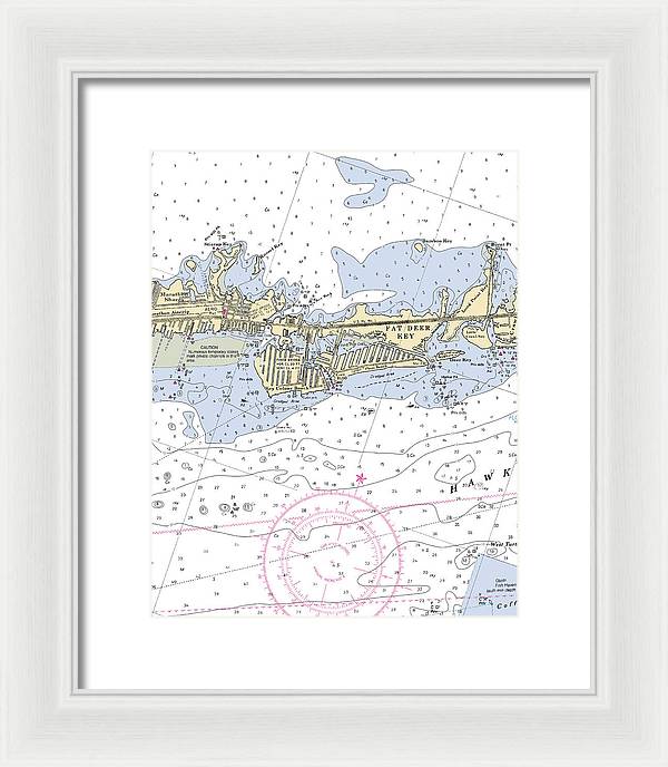 Key Colony Beach -florida Nautical Chart _v3 - Framed Print