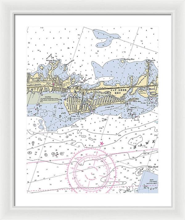 Key Colony Beach -florida Nautical Chart _v3 - Framed Print