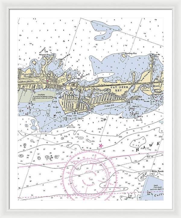 Key Colony Beach -florida Nautical Chart _v3 - Framed Print