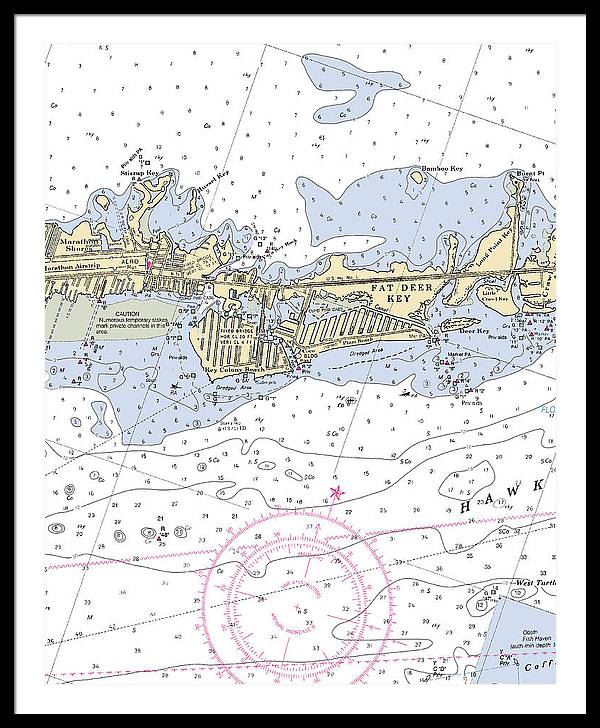 Key Colony Beach -florida Nautical Chart _v3 - Framed Print