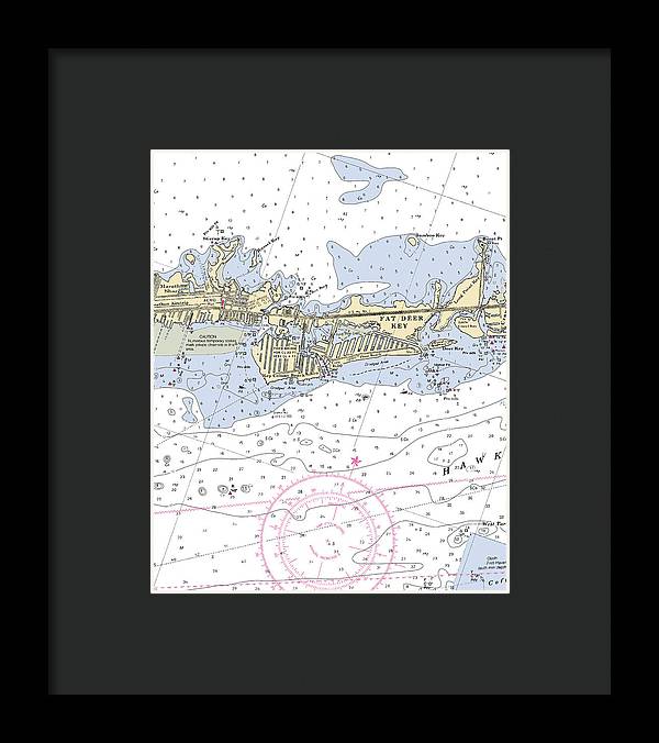 Key Colony Beach -florida Nautical Chart _v3 - Framed Print