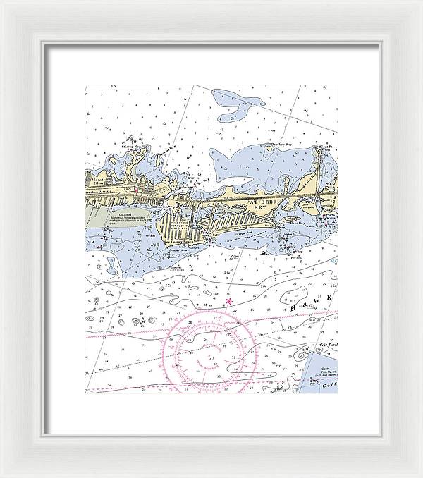 Key Colony Beach -florida Nautical Chart _v3 - Framed Print