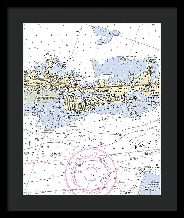 Key Colony Beach -florida Nautical Chart _v3 - Framed Print