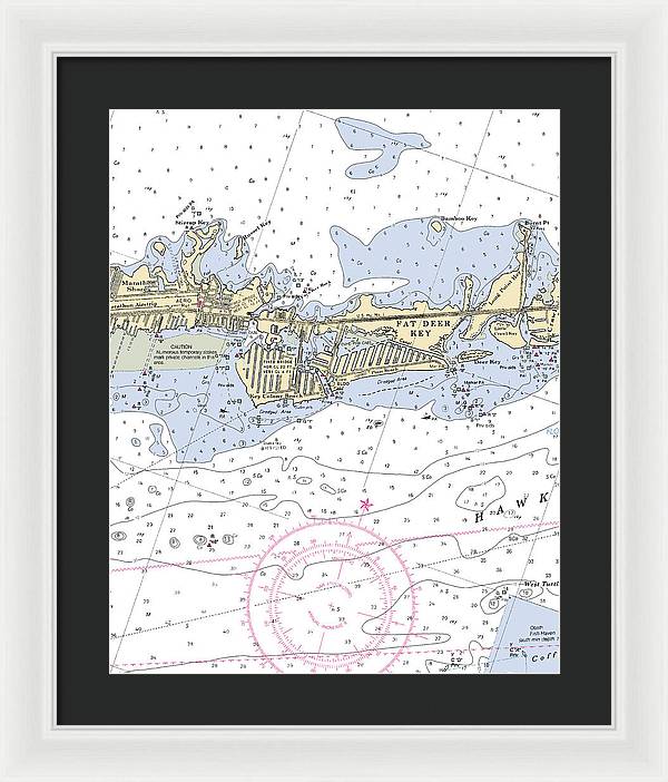 Key Colony Beach -florida Nautical Chart _v3 - Framed Print