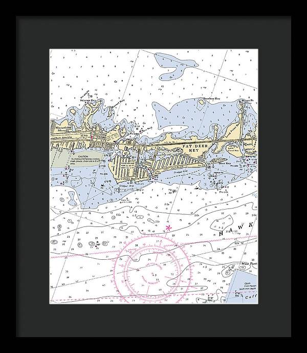 Key Colony Beach -florida Nautical Chart _v3 - Framed Print