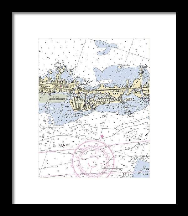 Key Colony Beach -florida Nautical Chart _v3 - Framed Print