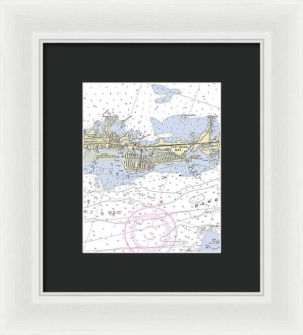 Key Colony Beach -florida Nautical Chart _v3 - Framed Print