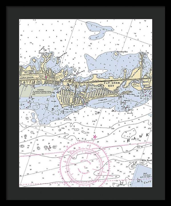 Key Colony Beach -florida Nautical Chart _v3 - Framed Print