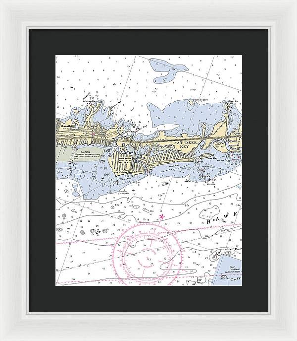 Key Colony Beach -florida Nautical Chart _v3 - Framed Print