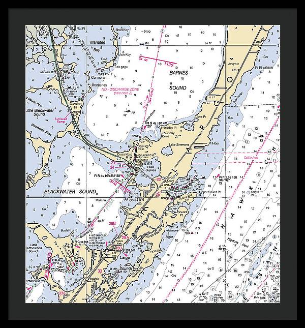 Key Largo Central-florida Nautical Chart - Framed Print