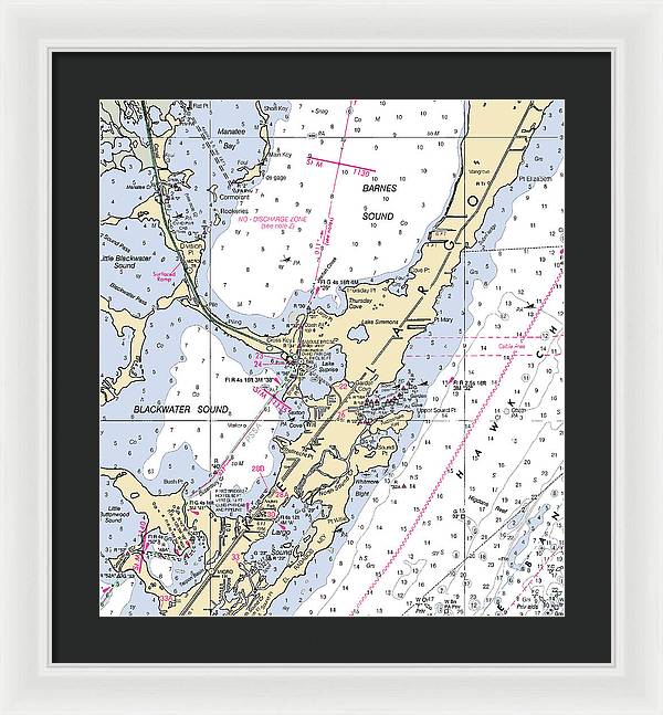 Key Largo Central-florida Nautical Chart - Framed Print