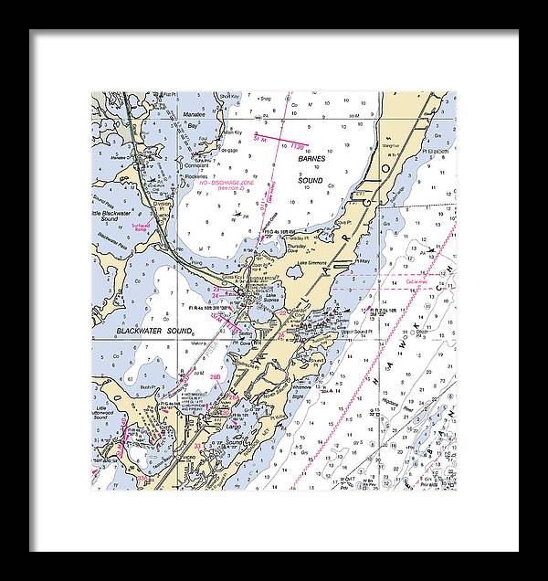 Key Largo Central-florida Nautical Chart - Framed Print