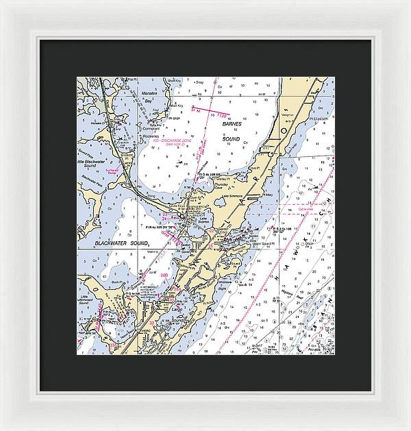 Key Largo Central-florida Nautical Chart - Framed Print