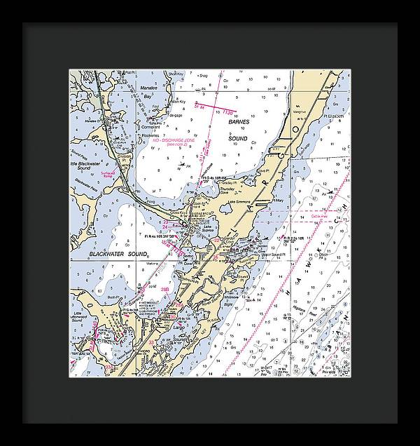 Key Largo Central-florida Nautical Chart - Framed Print