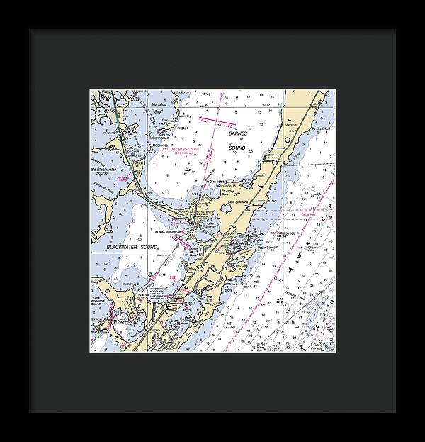 Key Largo Central-florida Nautical Chart - Framed Print