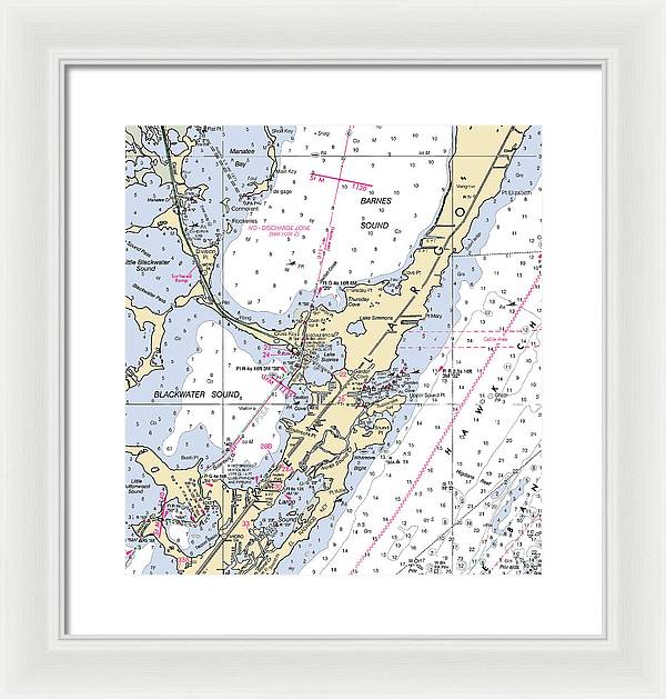 Key Largo Central-florida Nautical Chart - Framed Print