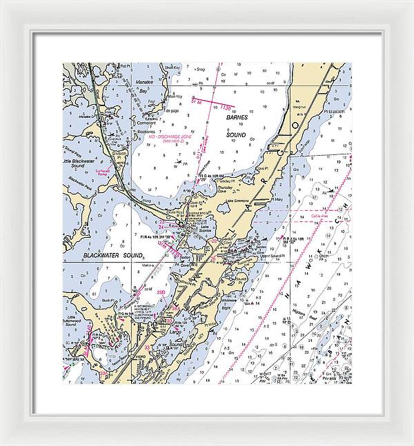 Key Largo Central-florida Nautical Chart - Framed Print