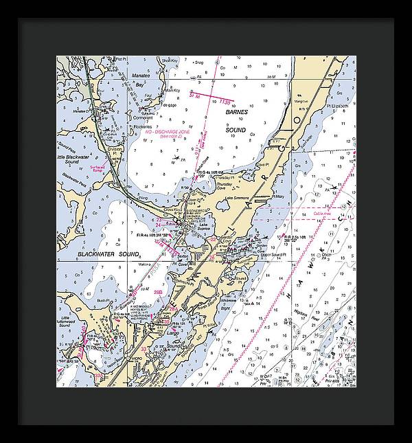 Key Largo Central-florida Nautical Chart - Framed Print