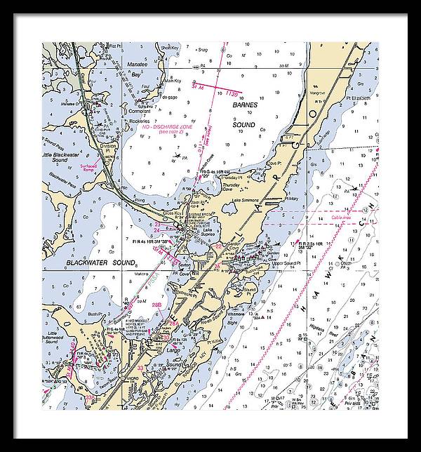 Key Largo Central-florida Nautical Chart - Framed Print