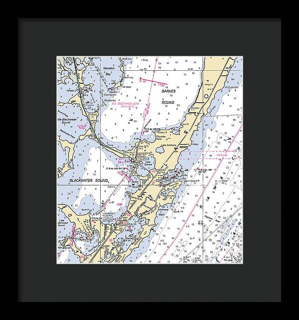 Key Largo Central-florida Nautical Chart - Framed Print