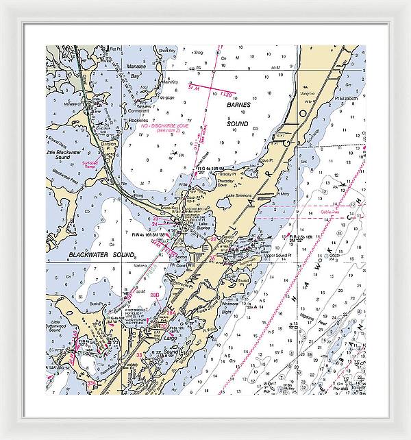 Key Largo Central-florida Nautical Chart - Framed Print