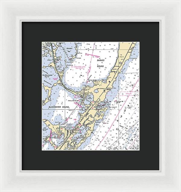 Key Largo Central-florida Nautical Chart - Framed Print