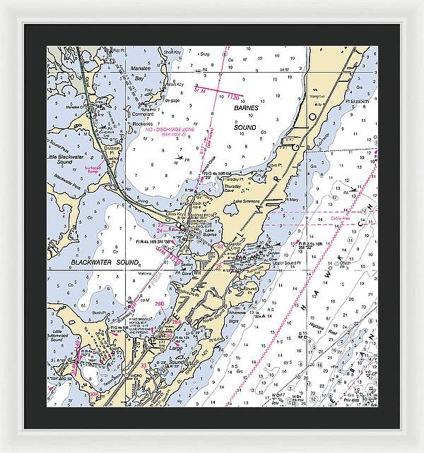 Key Largo Central-florida Nautical Chart - Framed Print