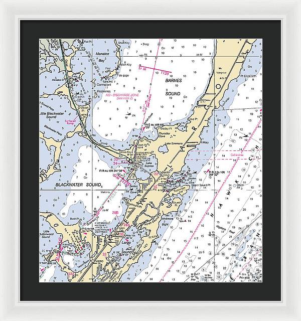 Key Largo Central-florida Nautical Chart - Framed Print