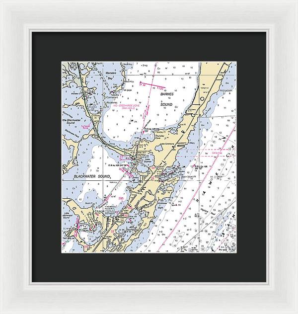 Key Largo Central-florida Nautical Chart - Framed Print