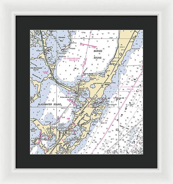 Key Largo Central-florida Nautical Chart - Framed Print