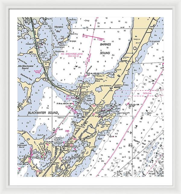 Key Largo Central-florida Nautical Chart - Framed Print