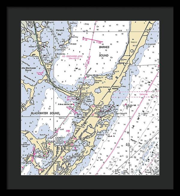 Key Largo Central-florida Nautical Chart - Framed Print