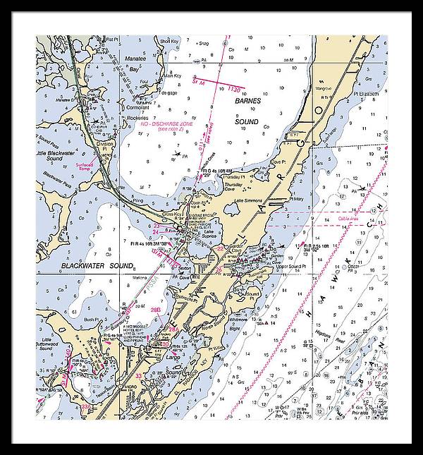 Key Largo Central-florida Nautical Chart - Framed Print