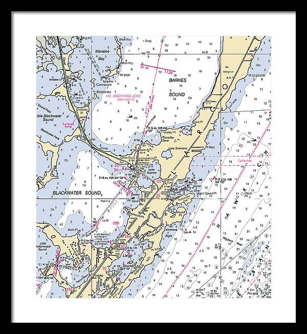 Key Largo Central-florida Nautical Chart - Framed Print