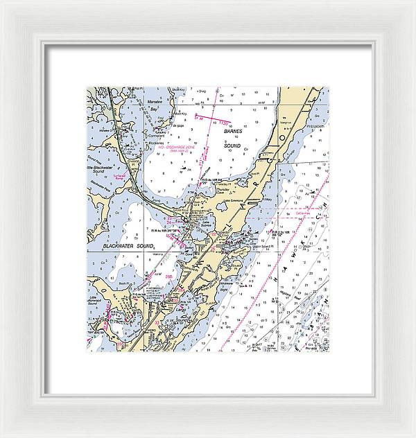 Key Largo Central-florida Nautical Chart - Framed Print