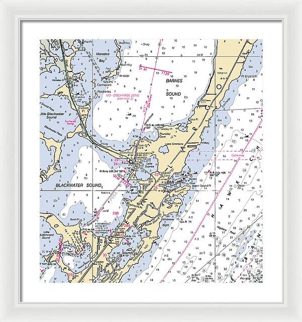 Key Largo Central-florida Nautical Chart - Framed Print