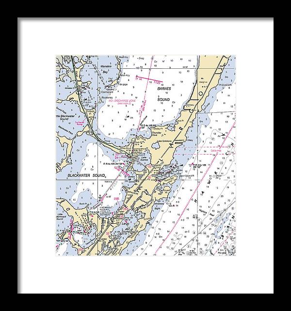 Key Largo Central-florida Nautical Chart - Framed Print