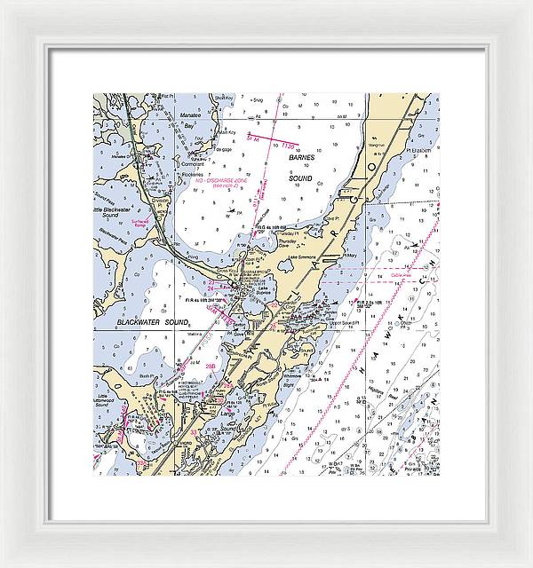 Key Largo Central-florida Nautical Chart - Framed Print