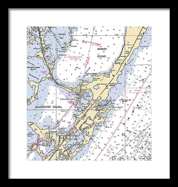 Key Largo Central-florida Nautical Chart - Framed Print