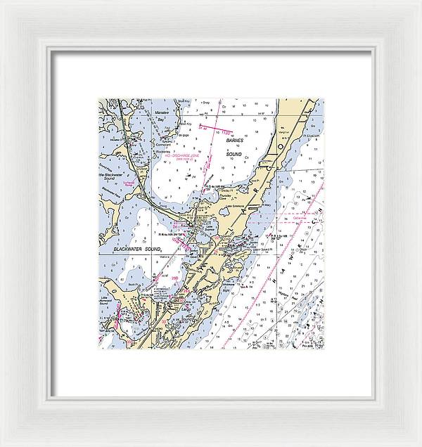 Key Largo Central-florida Nautical Chart - Framed Print