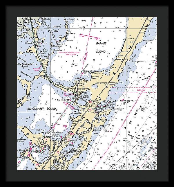 Key Largo Central-florida Nautical Chart - Framed Print