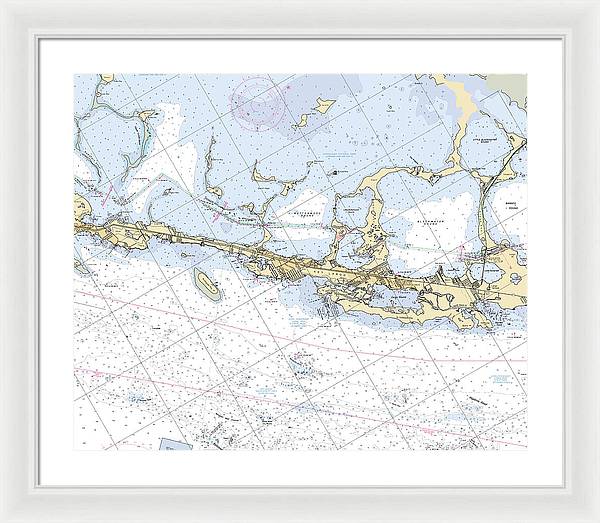 Key-largo -florida Nautical Chart _v6 - Framed Print