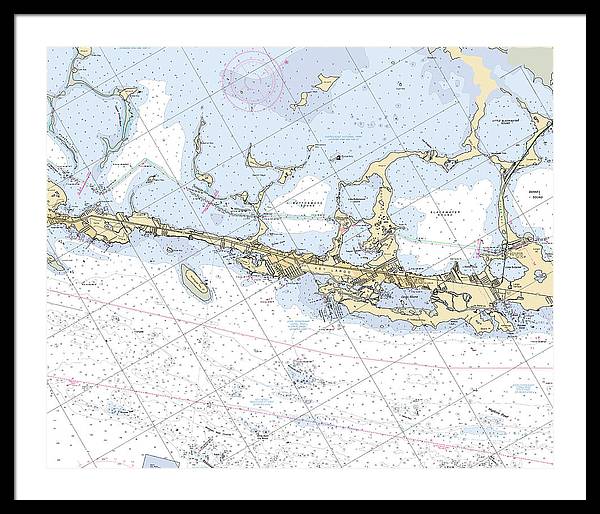 Key-largo -florida Nautical Chart _v6 - Framed Print