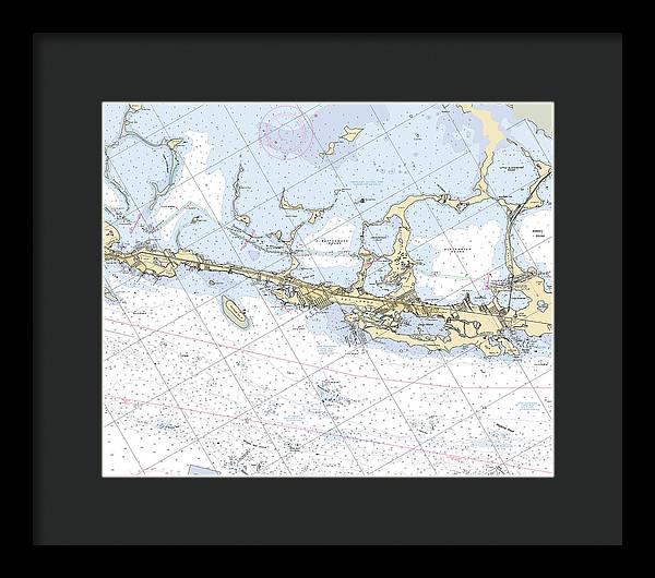 Key-largo -florida Nautical Chart _v6 - Framed Print