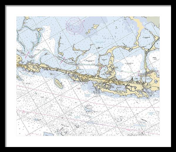 Key-largo -florida Nautical Chart _v6 - Framed Print