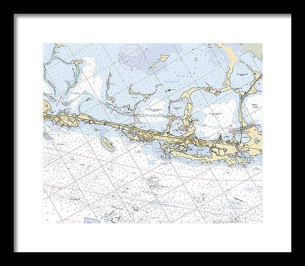 Key-largo -florida Nautical Chart _v6 - Framed Print