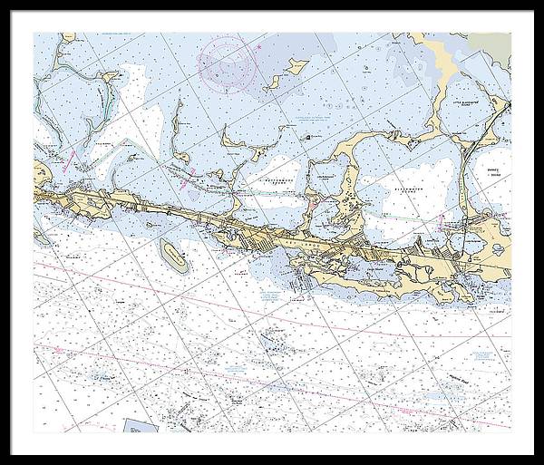 Key-largo -florida Nautical Chart _v6 - Framed Print