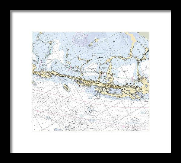 Key-largo -florida Nautical Chart _v6 - Framed Print